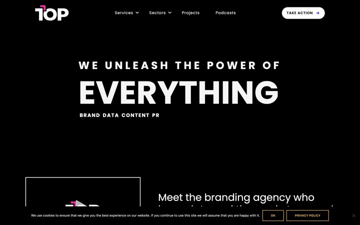 TOP Agency homepage screenshot — AEO and GEO agency for M&A advisors